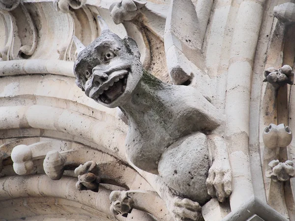 Gárgula e quimera da Catedral de Notre Dame, Paris — Fotografia de Stock