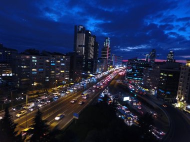 stanbul City Night ışık ve trafik