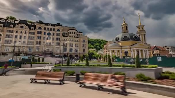 Kiev Motion Timelapse, Área Postal, Iglesia — Vídeo de stock