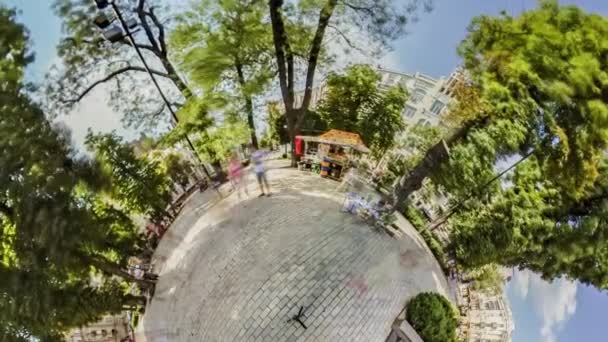 Kleiner winziger Planet 360 Grad. Park in Kiev — Stockvideo