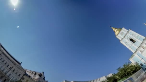Кроличья нора Планета 360 Степень Киевские достопримечательности Туризм Cityscape — стоковое видео