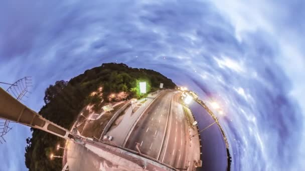 Little Planet 360 fok, gyalogos híd érdeklődés Kiev, Tour Ukrajna — Stock videók