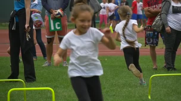 Opole Poland Sep 2016 Children Parents Main Stadium Olympic Sports — Stock Video