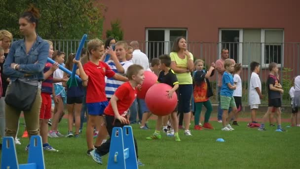 Participants of Festival Perform Sport Exercises — Stockvideo