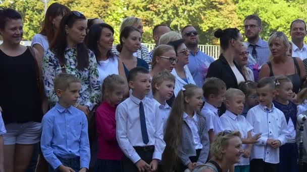 Opole Polonia Sep 2016 Niños Territorio Escolar Durante Acción Pública — Vídeos de Stock