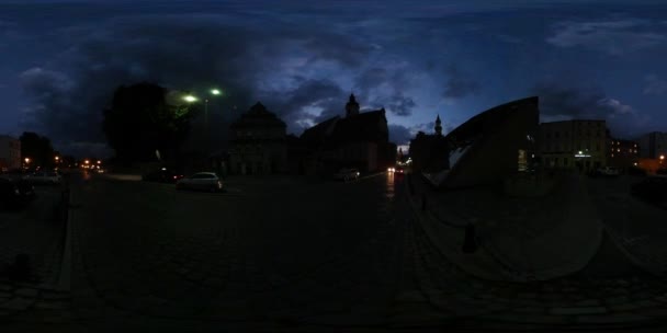360 Derajat Panorama Kota Eropa Malam Hari — Stok Video