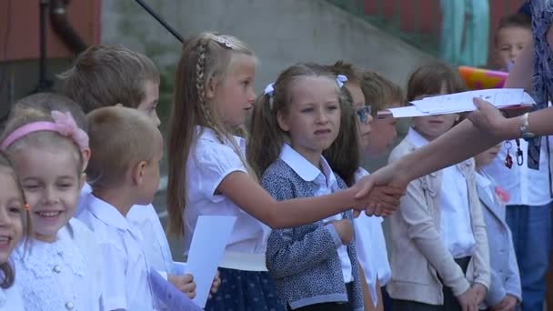 Opole Polonia Sep 2016 Niños Territorio Escolar Durante Acción Pública — Vídeo de stock