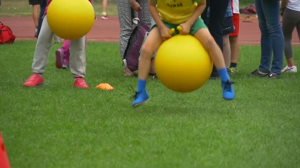 Opole Poland Sep 2016 Two Little Children Take Part Sports — Video Stock