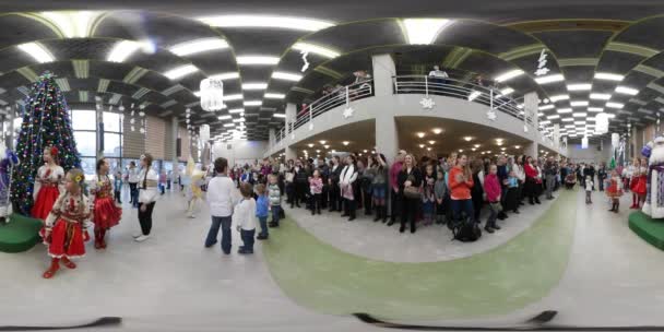 Panorama 360 Graus Desempenho Evento Natal Shopping Center — Vídeo de Stock