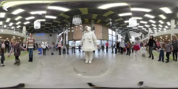 360 Grados Panorama Rendimiento Evento Navidad Centro Comercial — Vídeos de Stock