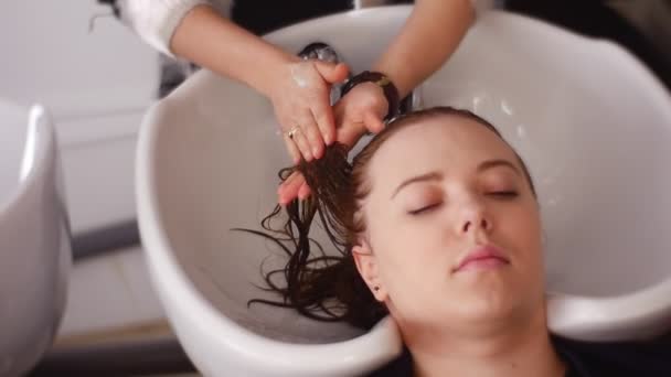 Application of Balm For the Treatment of Hair Salon — Stock Video