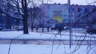 Opole, Polonya - Şubat 02 2017: Opole City, Polonya 'da tipik kış günü