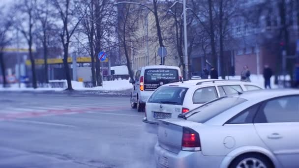 Ополе Польша Февраля 2017 Типичный Зимний День Городе Ополе Польша — стоковое видео