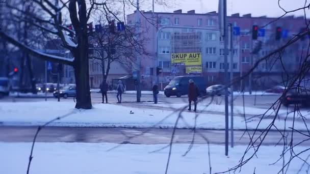 Opole Polonia Feb 2017 Tipica Giornata Invernale Nella Città Opole — Video Stock