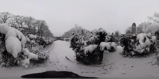 360 Grad Panorama Einer Verschneiten Winterlandschaft — Stockvideo