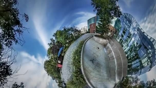 Panorama 360 Gradi Della Piazza Della Città Nella Giornata Sole — Video Stock