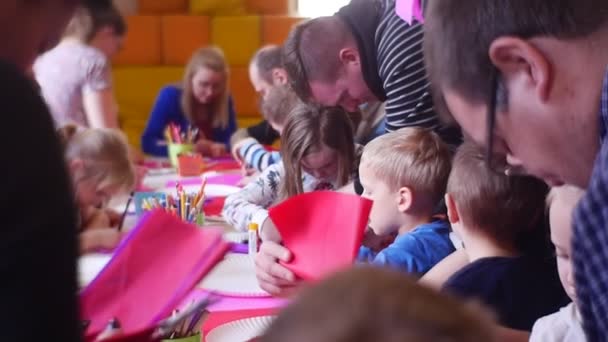 Opole Poland Feb 2017 Children Participate Master Class Creation Scenery — Vídeo de Stock