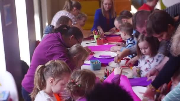 Opole Poland Feb 2017 Children Participate Master Class Creation Scenery — Stock video