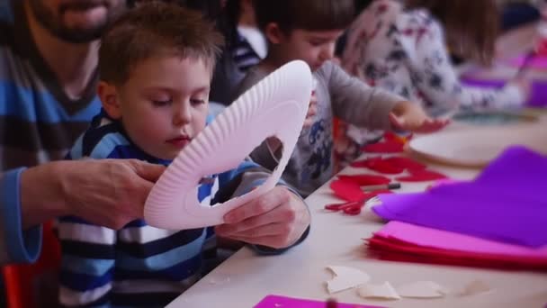 Opole Poland Feb 2017 Children Participate Master Class Creation Scenery — Stockvideo