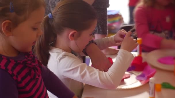 Opole Poland Feb 2017 Children Participate Master Class Creation Scenery — Vídeo de Stock