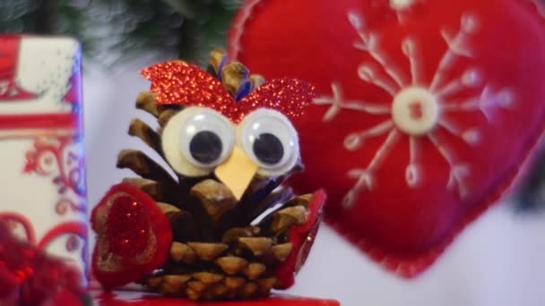 Opole Poland Feb 2017 Amazing Hand Made Owl Red Heart — Stockvideo