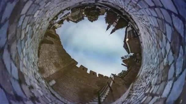 Getting Dark Cobblestone Square Spherical Panorama Video 360 Degree Rabbit — Vídeo de Stock