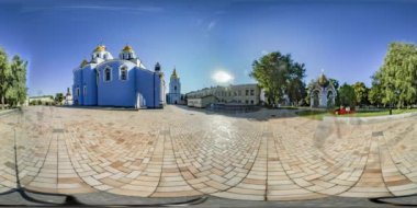 Ukrayna 'nın başkenti Kyiv' de 360 derece otodoks kilisesi manzarası