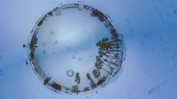 360 Graus Panorama Parque Inverno Cidade — Vídeo de Stock