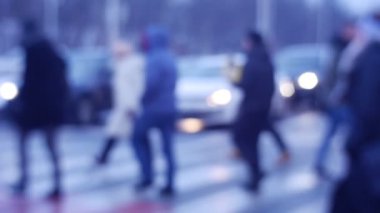 Opole, Polonya - Şubat 02 2017: Opole, Polonya 'da tipik kış gününün bulanık görüntüsü
