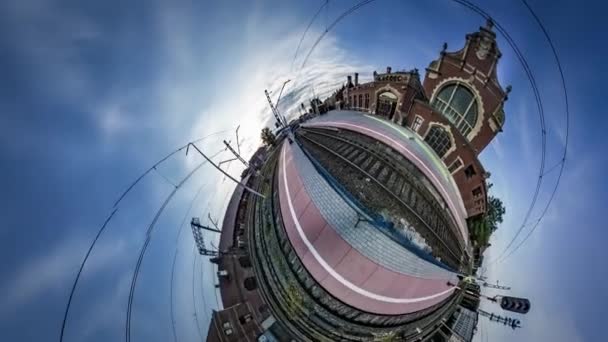 360 Grad Panorama Des Bahnhofs — Stockvideo