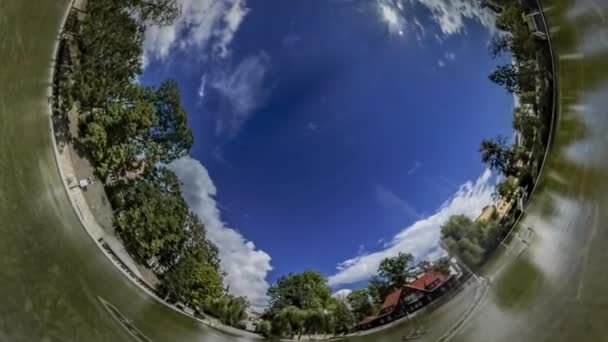 360 Graden Panorama Van Fontein Stadspark — Stockvideo