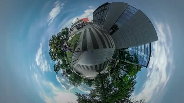 Panorama 360 Grados Calle Con Parque Verde Cielo — Vídeo de stock
