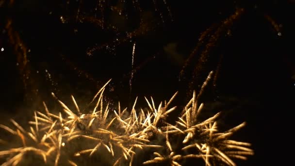 Grande Fogos Artifício Gleaming Pyrotechnics Show Ruído Luz Fumaça Evento — Vídeo de Stock