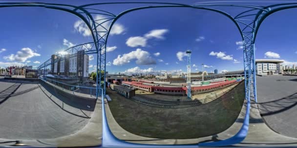 360 Stupňové Panorama Městské Železniční Stanice — Stock video
