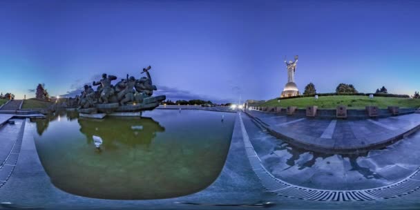 360 Graus Panorama Grande Praça Kiev Ucrânia Noite — Vídeo de Stock