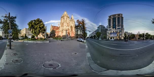 360 Graden Panorama Van Europese Stad Time Lapse — Stockvideo