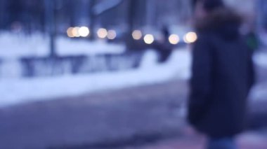 Opole, Polonya - Şubat 02 2017: Opole, Polonya 'da tipik kış gününün bulanık görüntüsü