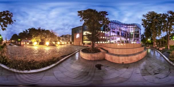360 Grados Panorama Ciudad Moderna Por Noche — Vídeo de stock