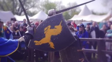 Altın bir Unicorn ile siyah kalkan