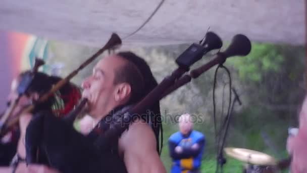 Rockband is springen op Stage tijdens de Performance — Stockvideo