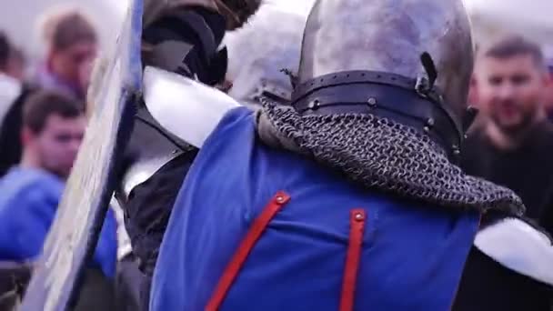 Opole Polonya Nisan 2017 Ortaçağ Festivalinde Savaşan Erkek Şövalyeler — Stok video