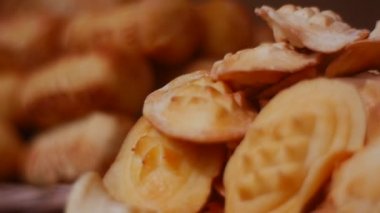 Yumuşak lezzetli çörekler lezzetli kek bisküvi Panorama görünümünü kapat profesyonel aşçı tatil kutlama diyet sağlıksız yiyecek obezite tarafından pişmiş gıda