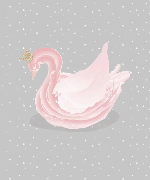 bir taç ile güzel beyaz kuğu