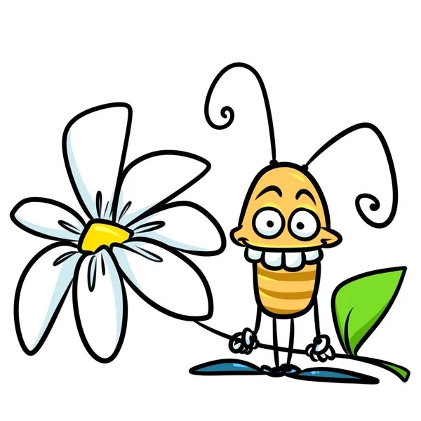 Böcek çiçek çizgi film — Stok fotoğraf