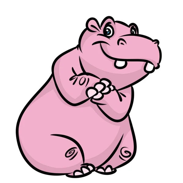 Pink hippo cartoon illustration — Stock Photo, Image