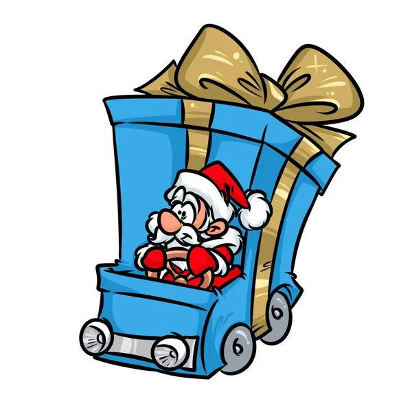 Καρτούν αυτοκινήτων δώρο Χριστουγέννων Santa Claus — Φωτογραφία Αρχείου