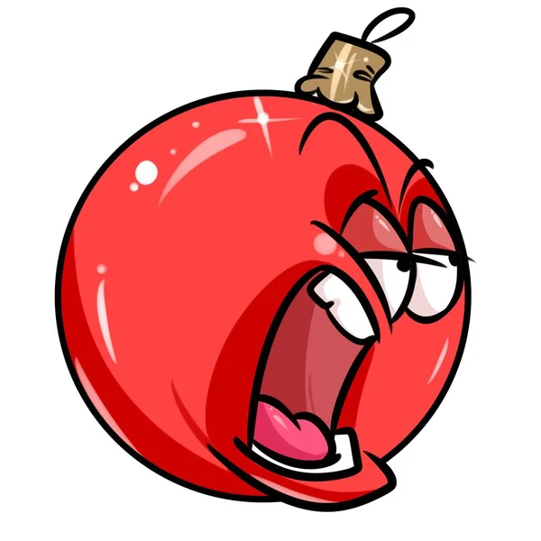 クリスマス ボール赤の怒り飾り漫画 — ストック写真