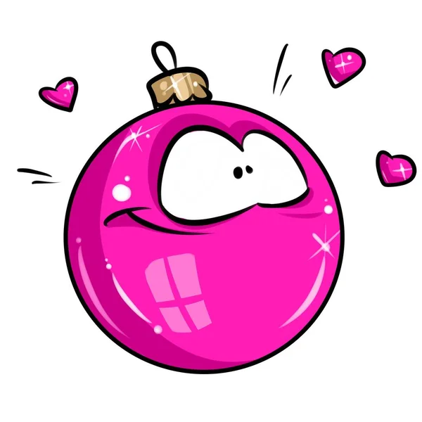 Χριστουγεννιάτικη μπάλα ροζ αίγλη στολίδι κινουμένων σχεδίων — Φωτογραφία Αρχείου