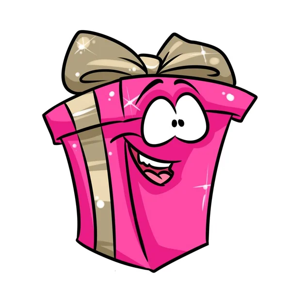 Rózsaszín ajándék boldogság rajzfilm — Stock Fotó
