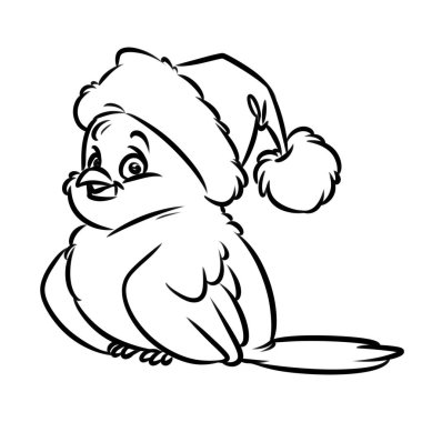 Bird Santa Winter Coloring Pages cartoon